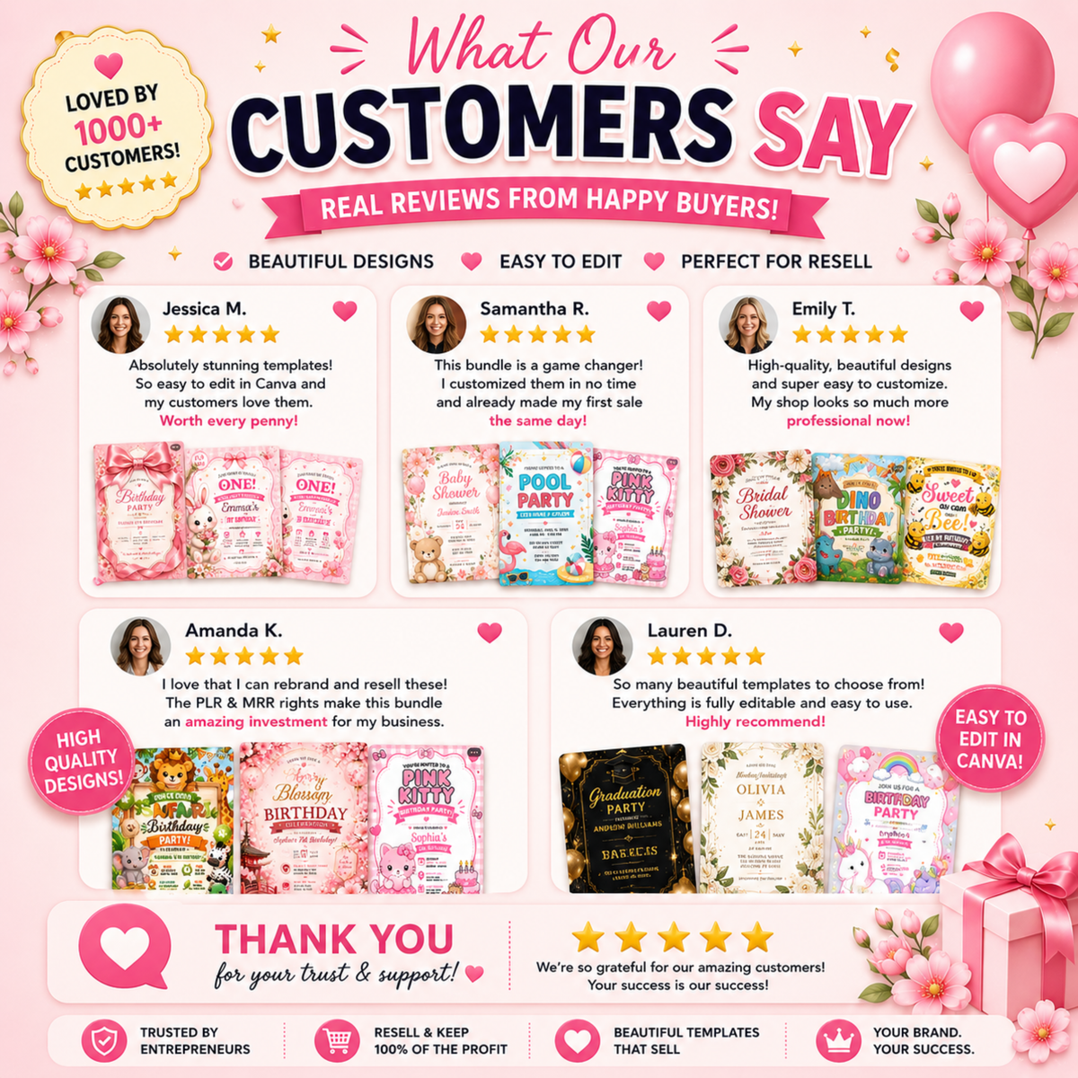 50 Editable Invitation Templates Bundle | PLR MRR Included