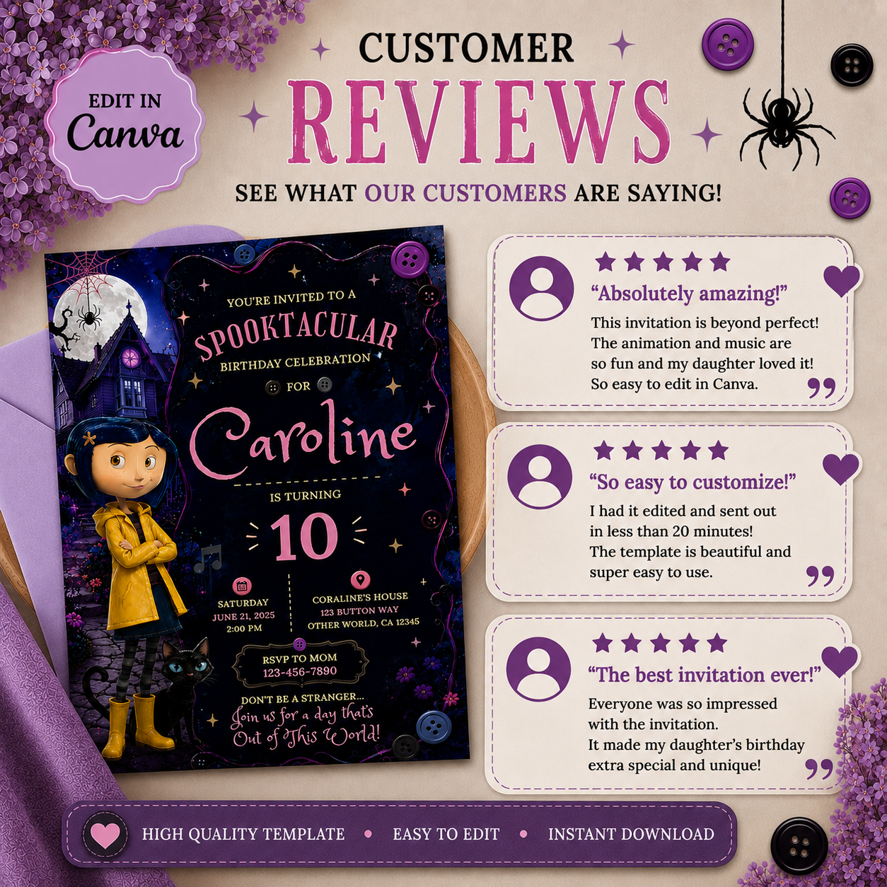 Spooky Birthday Invitation | Animated Halloween Canva Invite (Digital Download)
