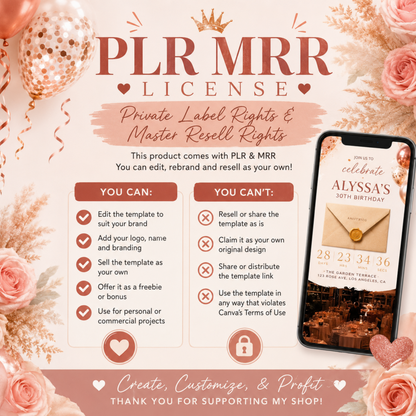 Rose Gold 30th Birthday Invitation | Animated Canva Template
