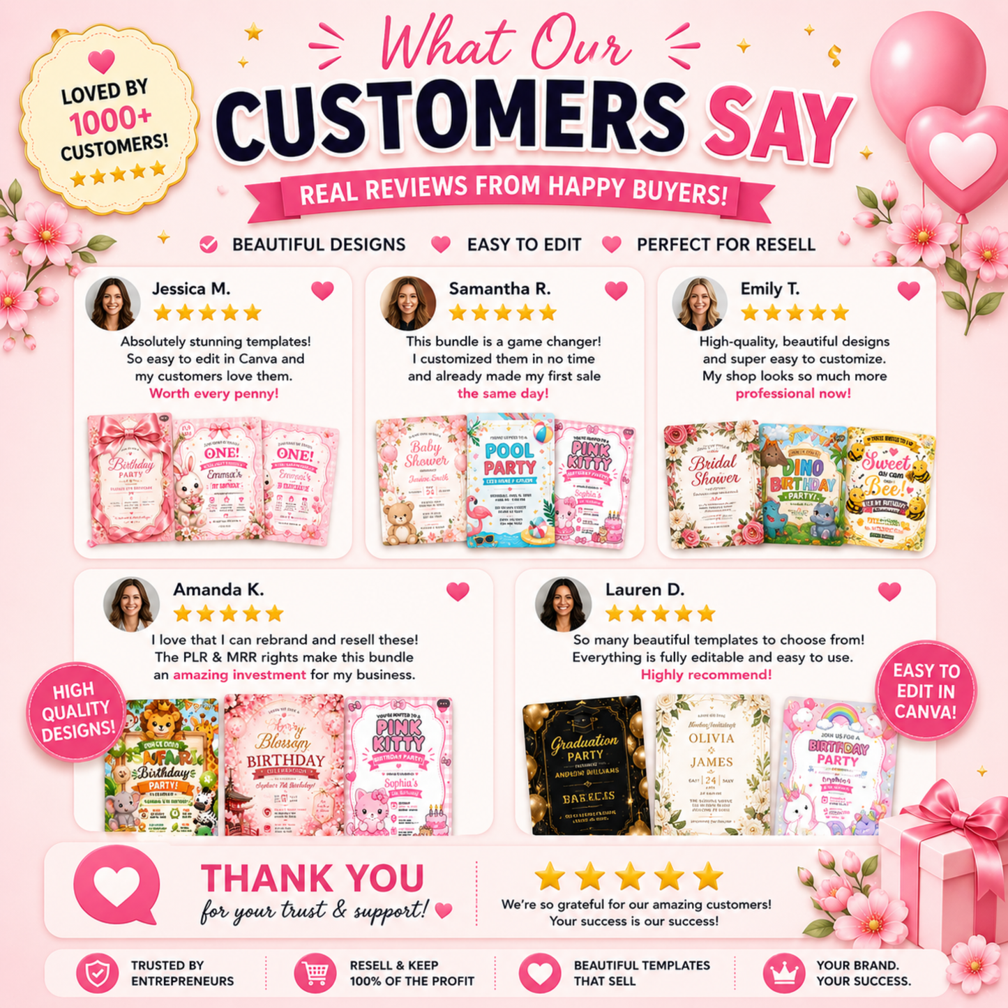 50 Editable Invitation Templates Bundle | PLR MRR Included
