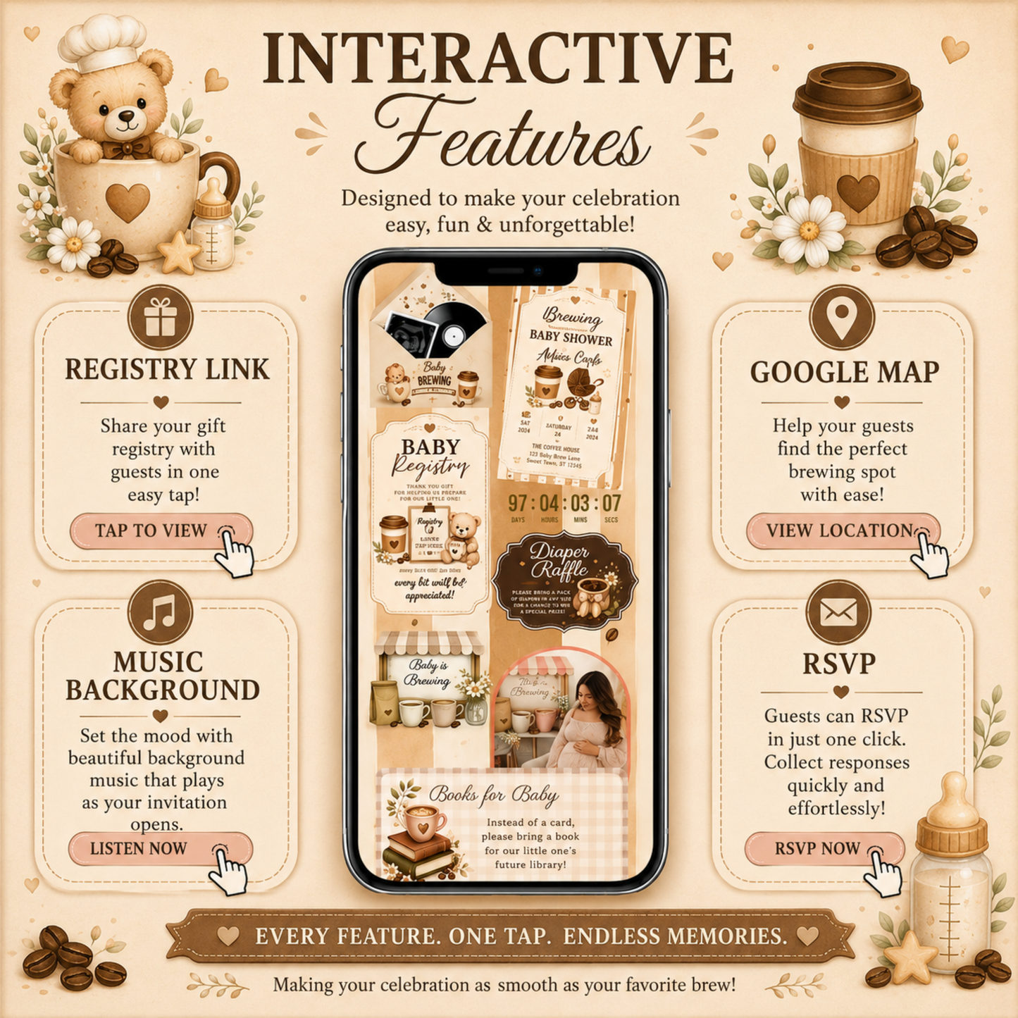 Baby Brewing Interactive Baby Shower Invitation | Editable Canva Template | PLR & MRR