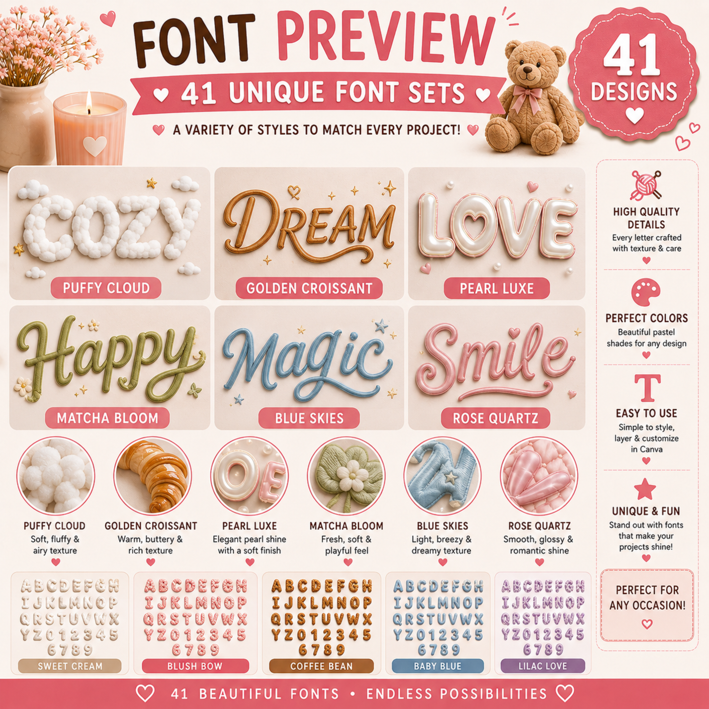 Canva Editable Alphabet Font Styles | 41 Styles, PLR, MRR (Digital Download)