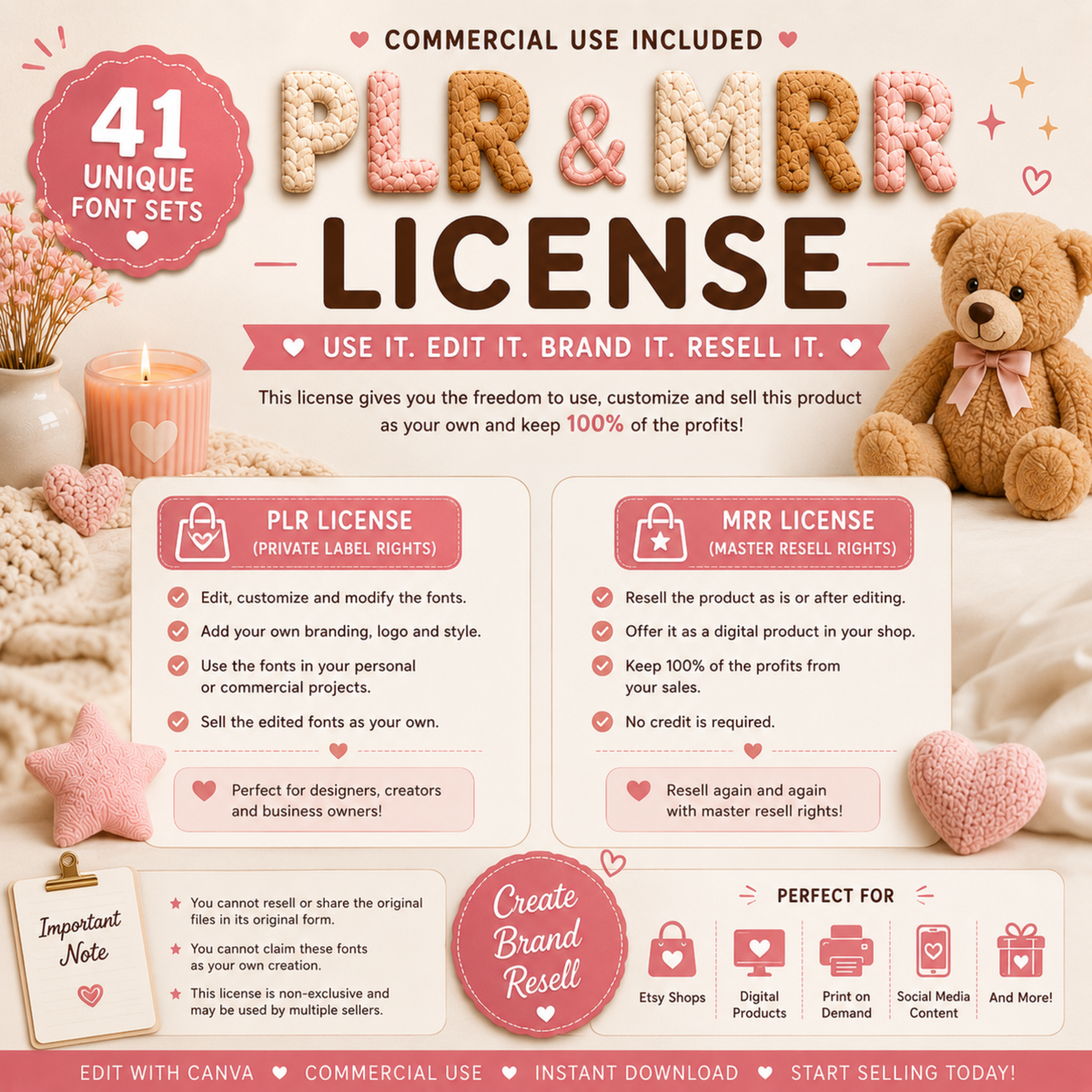 Canva Editable Alphabet Font Styles | 41 Styles, PLR, MRR (Digital Download)