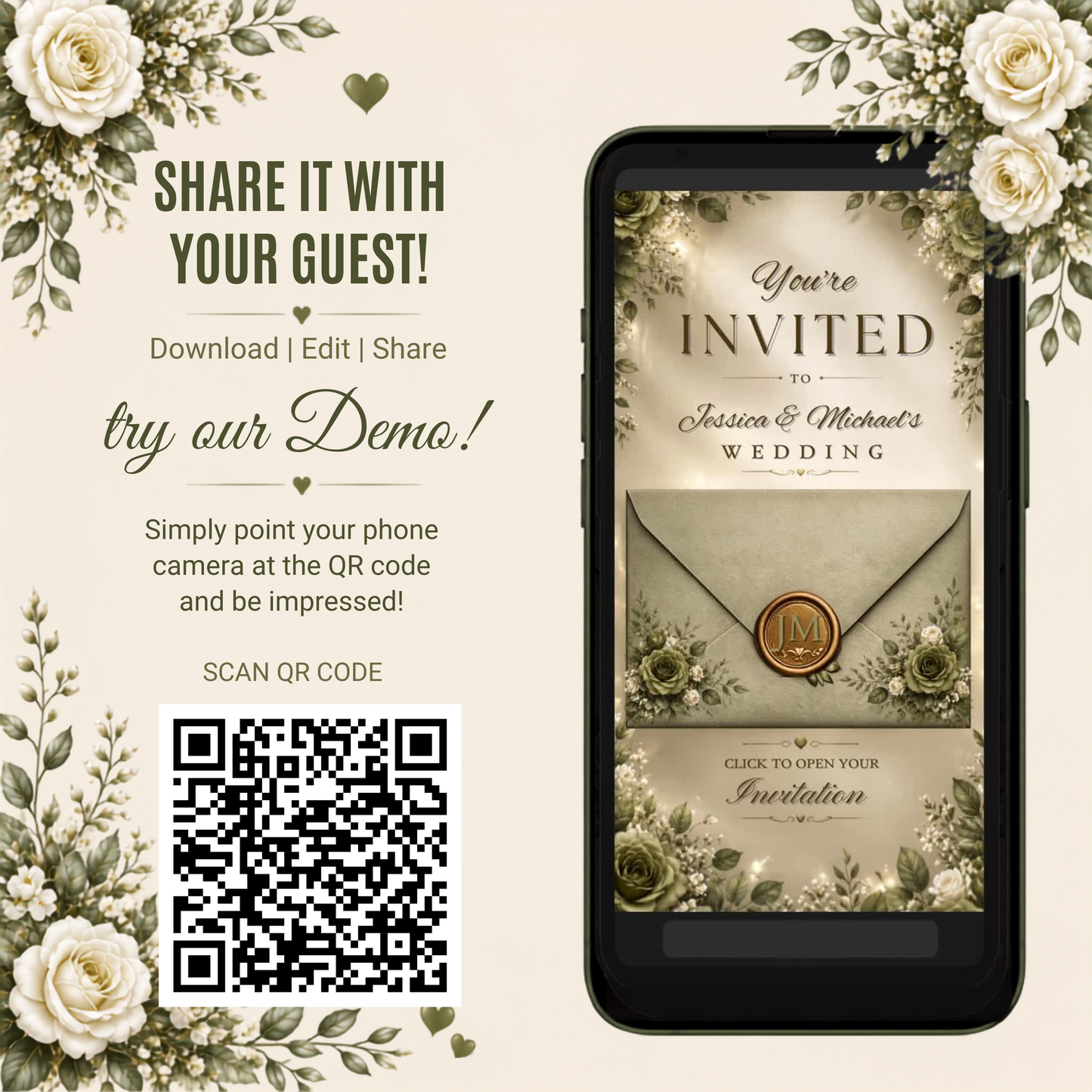 Interactive Wedding Invitation Template | Editable Canva Wedding Website | RSVP, Music & Countdown | PLR + MRR