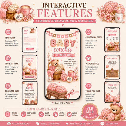 Baby Concha Baby Shower Invitation | Interactive Canva Template