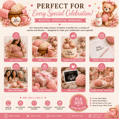 Baby Concha Baby Shower Invitation | Interactive Canva Template