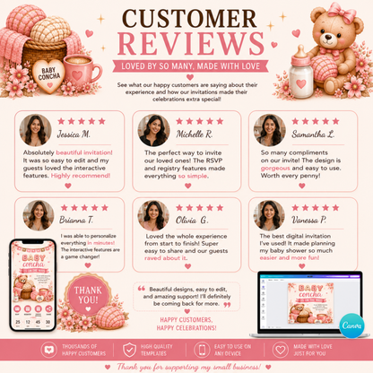 Baby Concha Baby Shower Invitation | Interactive Canva Template