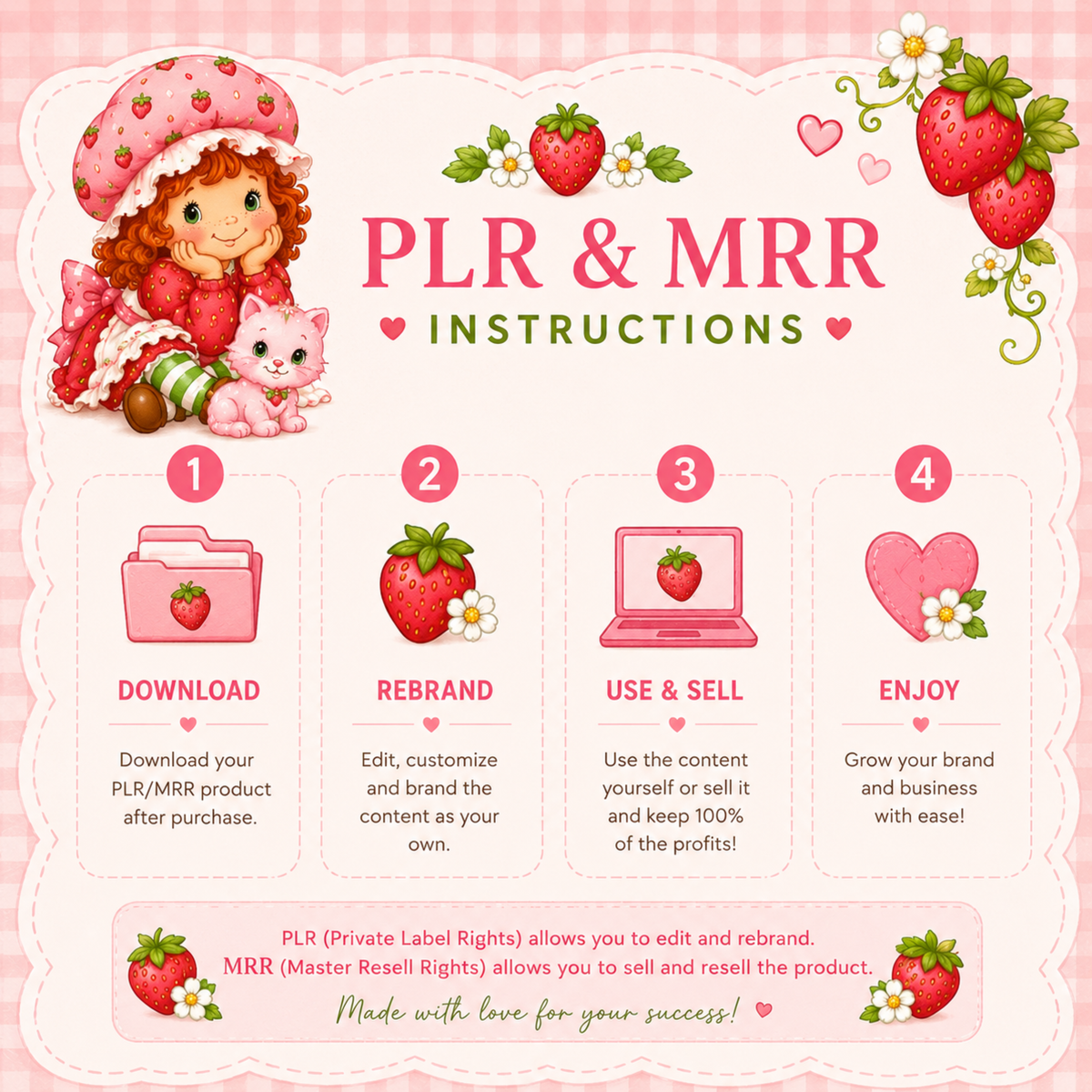 Strawberry Baby Shower Invitation | Editable Canva Template | PLR MRR Digital Download