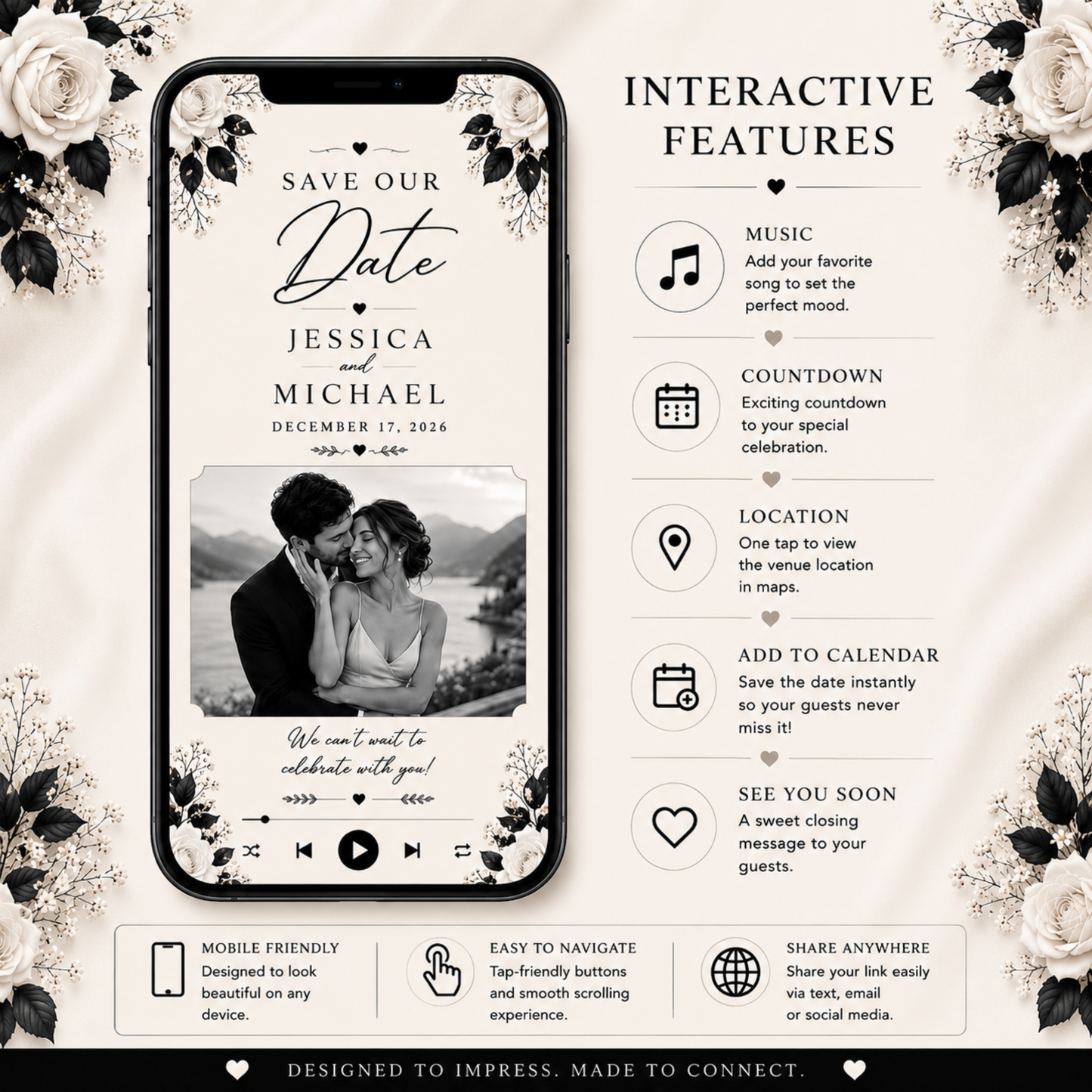Save the Date Wedding Invitation, Interactive Canva Template, Digital Wedding Website, PLR MRR