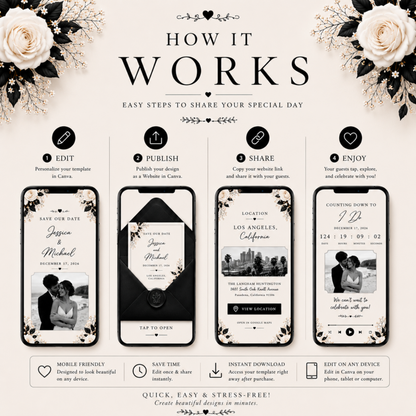 Black & White Interactive Save the Date Invitation | Canva