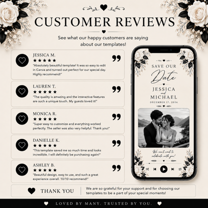 Black & White Interactive Save the Date Invitation | Canva