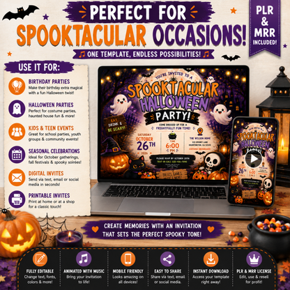 Spooktacular Halloween Invitation | Animated Canva Template