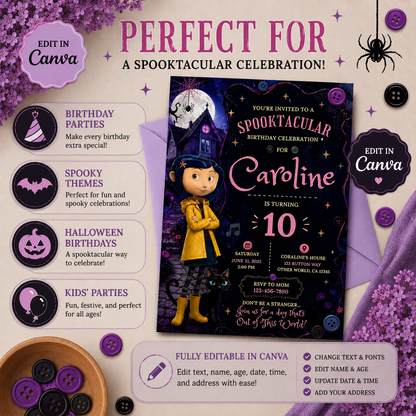 Spooky Birthday Invitation | Animated Halloween Canva Invite (Digital Download)