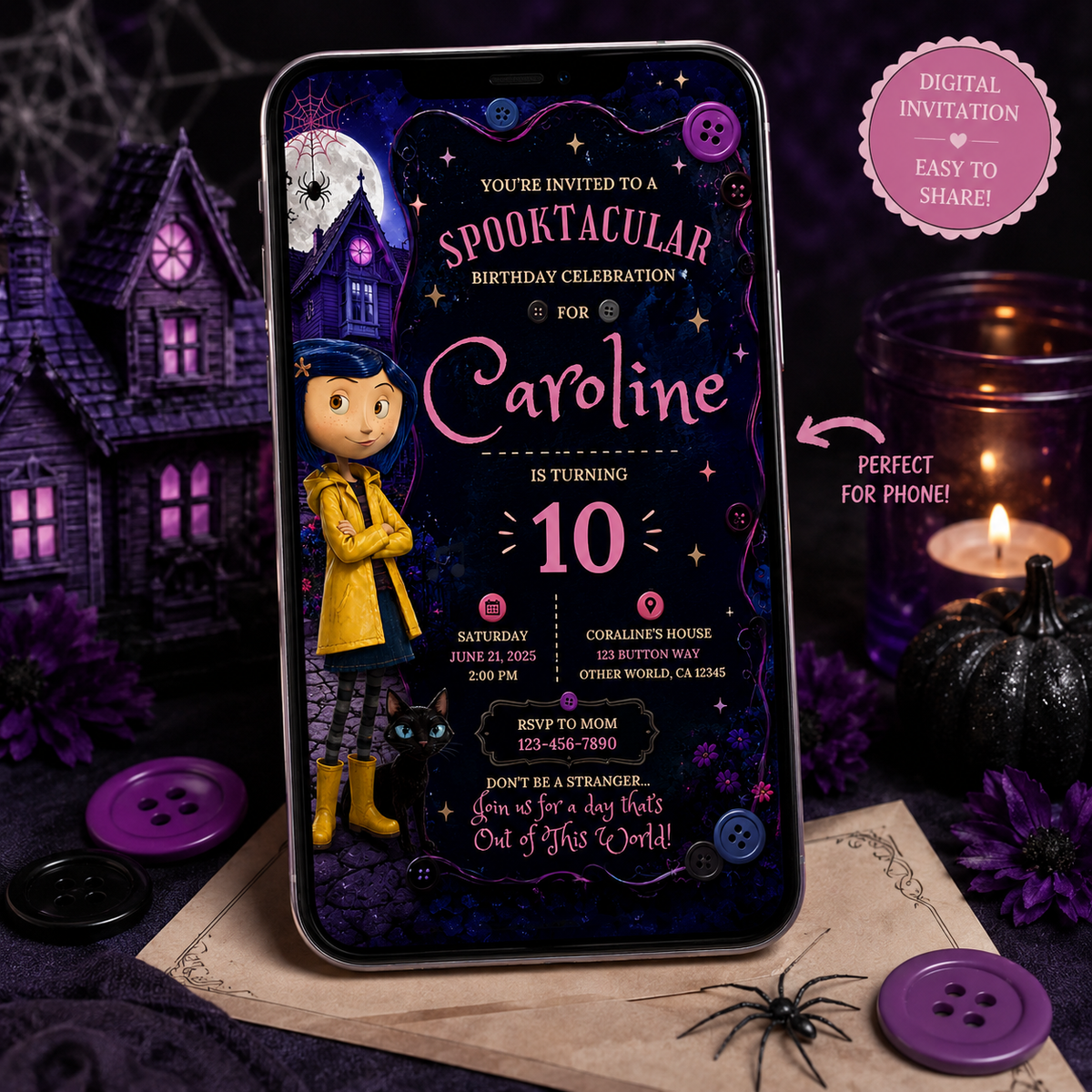 Spooky Birthday Invitation | Animated Halloween Canva Invite (Digital Download)