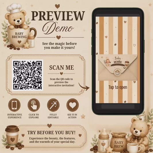 Baby Brewing Interactive Baby Shower Invitation | Editable Canva Template | PLR & MRR