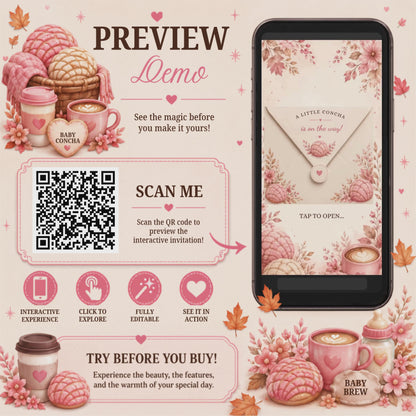 Baby Concha Baby Shower Invitation | Interactive Canva Template