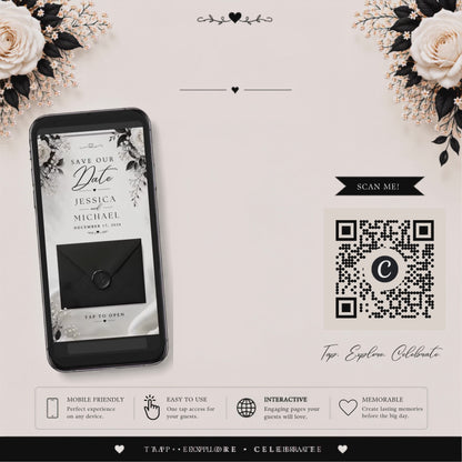 Black & White Interactive Save the Date Invitation | Canva