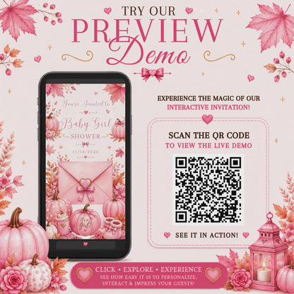 Pink Pumpkin Baby Shower Invitation | Interactive Canva Template